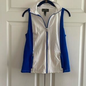 RALPH LAUREN womens white and blue vest zip up, size M